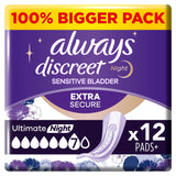 Always Discreet Incontinence Plus Womens Ultimate Night Pads x12