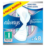 Always Infinity Normal (Size 1) Sanitary Towels Wings 12 Pads x4 Bundle