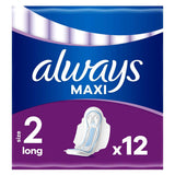 Always Maxi Long Sanitary Towels (Size 2) Wings X12 Pads