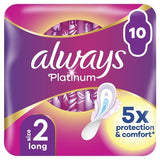 Always Platinum Long Sanitary Towels With Wings 10 Pads