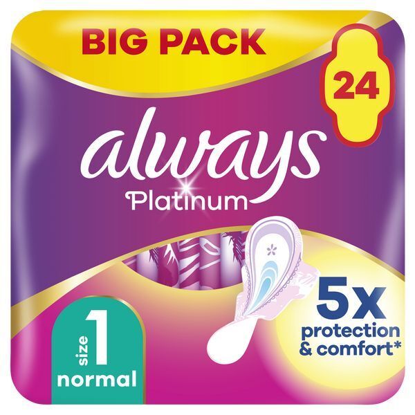 Always Platinum Normal Sanitary Towels With Wings 24 Pads