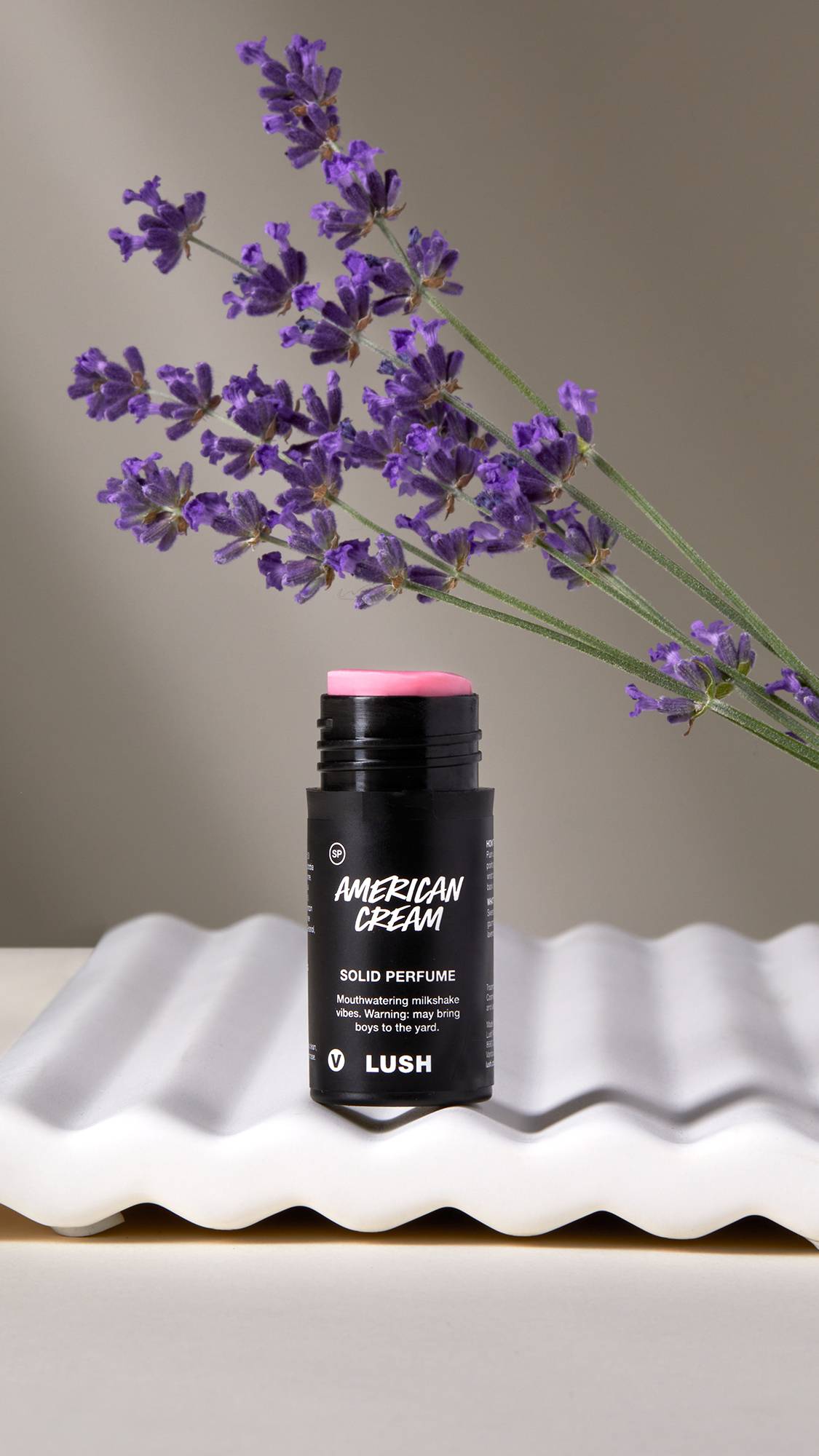 Solid perfume in American Cream with vanilla and lavender - British product