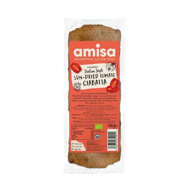 Amisa Organic Gluten Free White Sun-Dried Tomato Ciabatta   180g