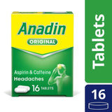 Anadin Original Aspirin Pain Relief Headache Caplets   16 per pack