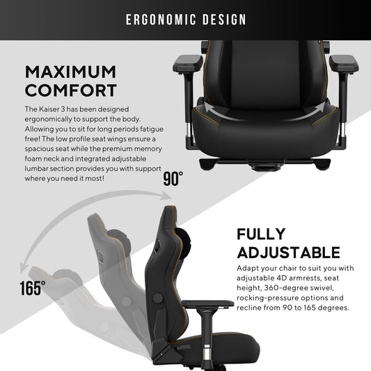 anda seaT Kaiser Series 3 Extra Large Gaming Chair, Black