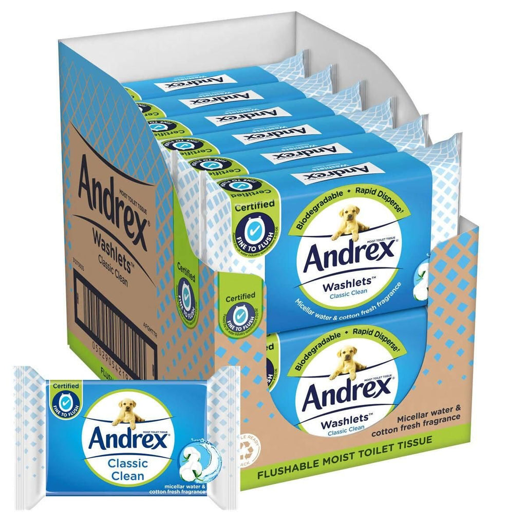 Andrex Classic Clean Washlets, 12 x 40 Wipes