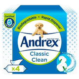 Andrex Classic Clean Washlets Moist Flushable Biodegradable Toilet Tissues x4 Packs