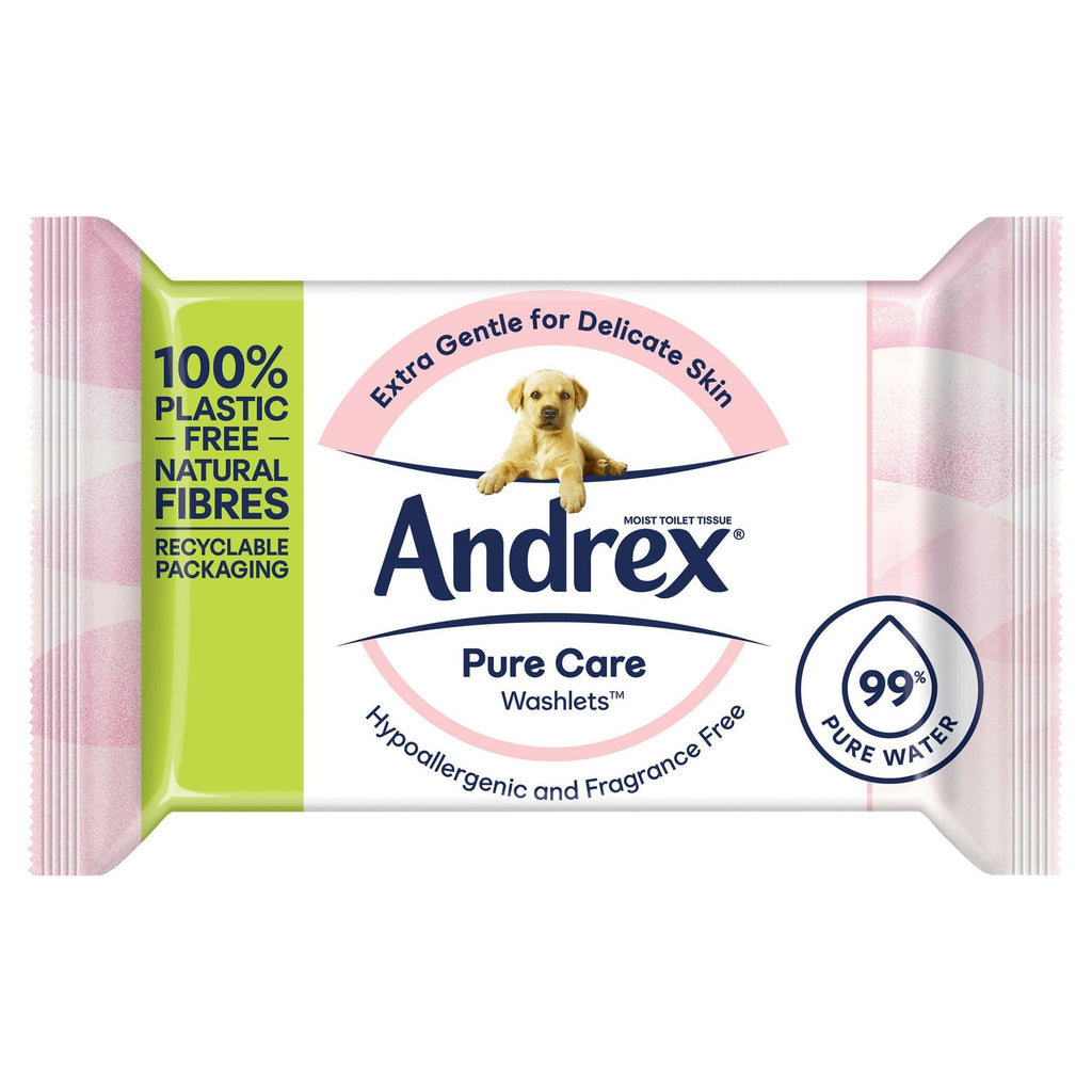 Andrex Pure Care Washlets Flushable Moist Toilet Tissue Wipes Single Pack 36 Sheets