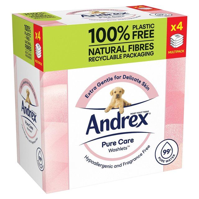 Andrex Pure Care Washlets Flushable Toilet Wipes Quad Pack   4 x 36 per pack