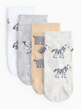 Animal Print Ankle Socks 4 Pack 6-12 months