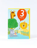 Animal Safari 3rd Birthday Card