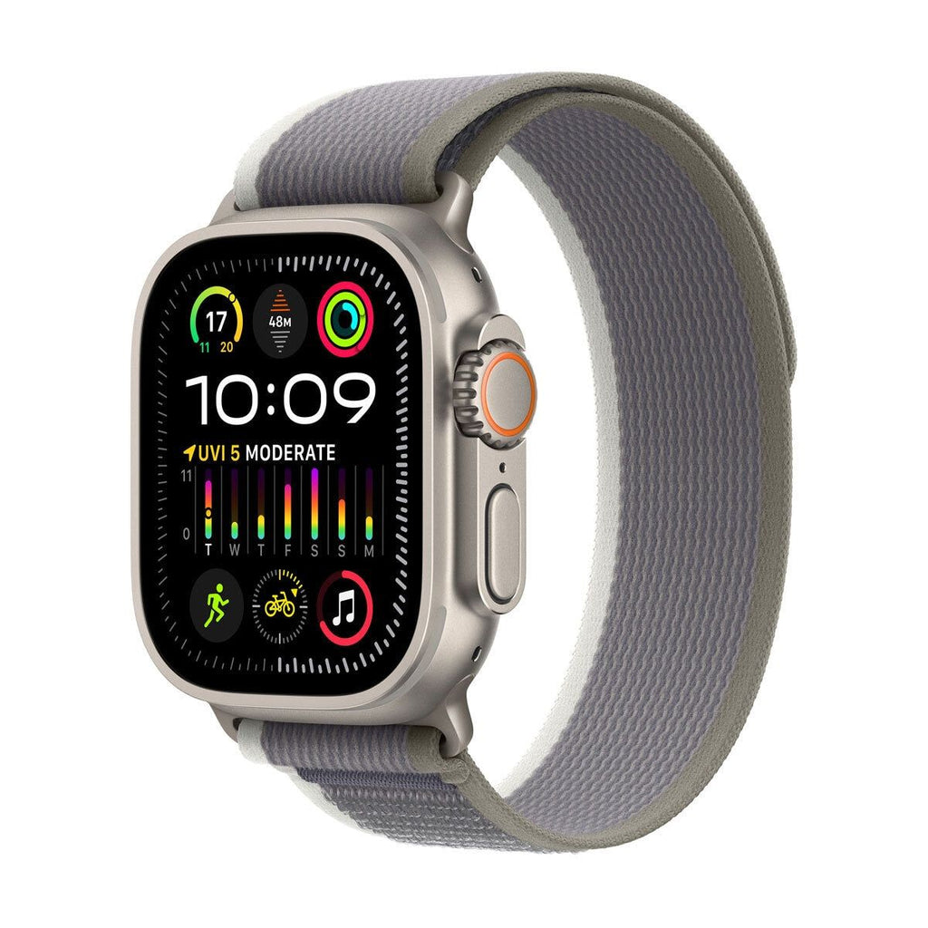 Apple Watch Ultra 2 GPS + Cellular, 49mm Titanium Case with Green/Grey Trail Loop