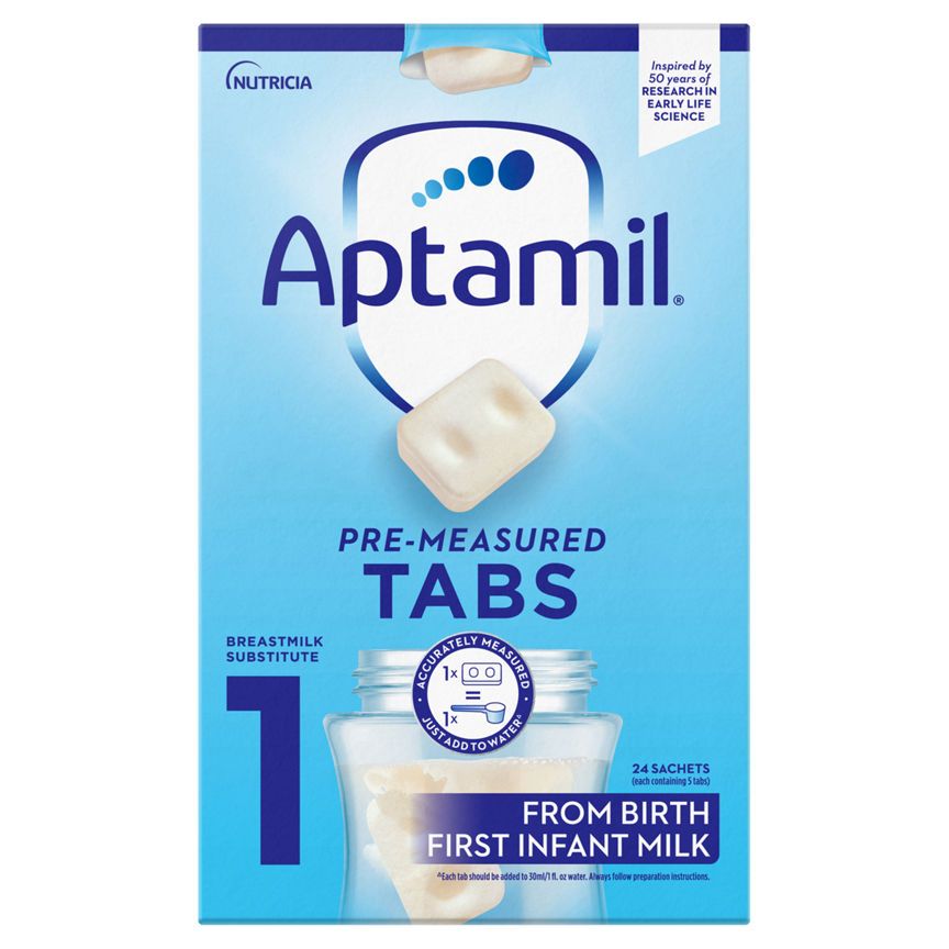 Aptamil Pre-Measured Tabs 1 From Birth First Infant Milk 24 Pack