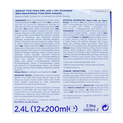 Aptamil Stage 1 Trinkfertige Säuglingsnahrung, 12 x 200ml