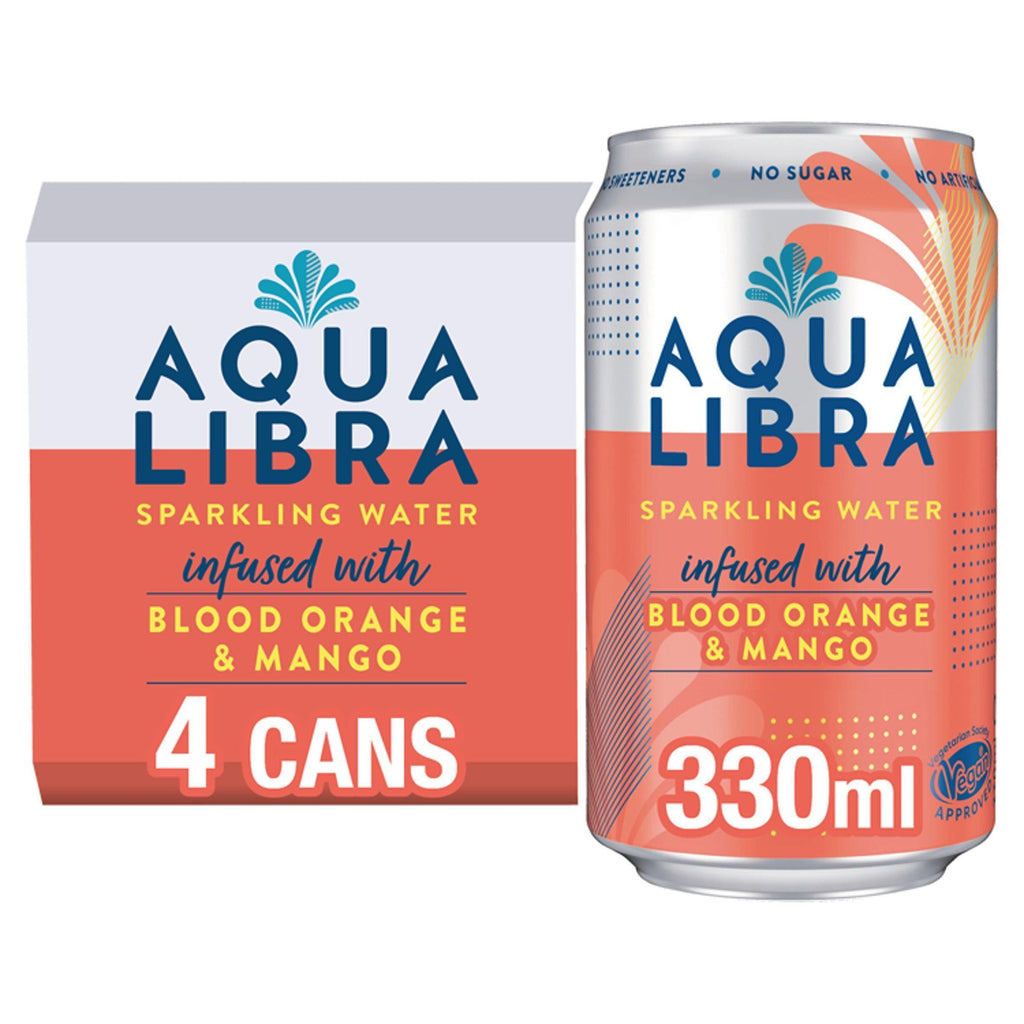 Aqua Libra Sparkling Water Infused with Blood Orange & Mango 4x330ml