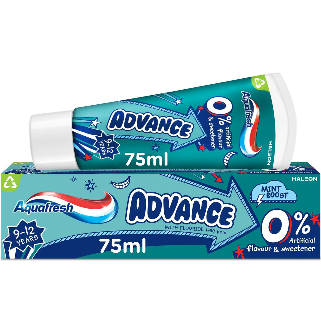 Aquafresh Mint Boost Advance Fluoride 9-12 Years Kids Toothpaste 75ml