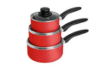 Argos Home 3 Piece Aluminium Pan Set - Red