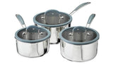 Argos Home 3 Piece Stainless Steel with Silicone Rim Pan Set