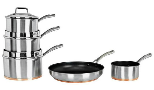 Argos Home 5 Piece Copper Based Pan Set