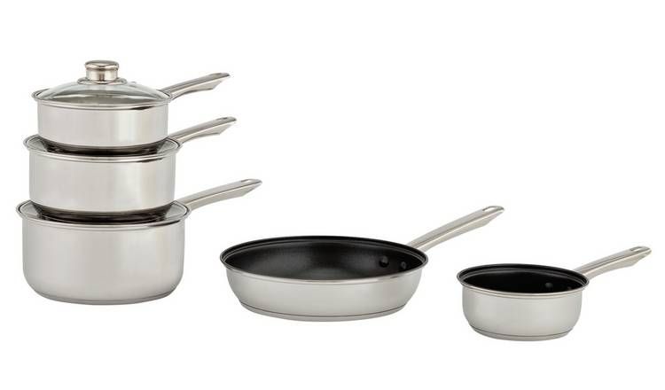 Argos Home 5 Piece Stainless Steel Pan Set