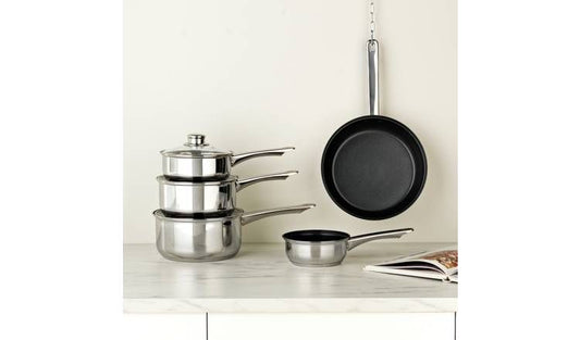 Argos Home 5 Piece Stainless Steel Pan Set