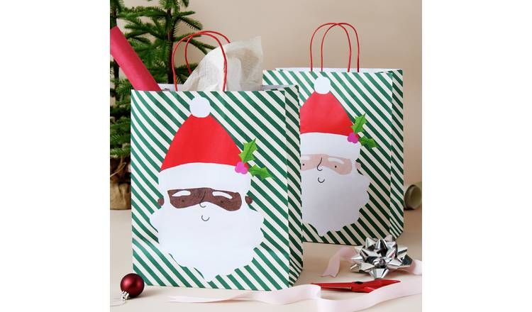 Argos Home Large Santa Striped Christmas Bag - 4 Pack