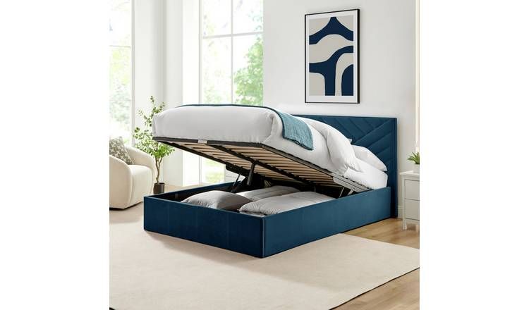 Argos Home Luca Small Double End Lift Ottoman Bed - Navy