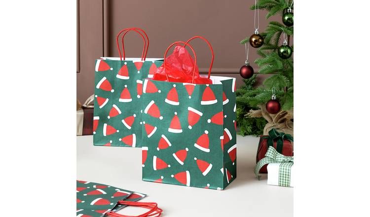 Argos Home Medium Santa Hats Christmas Gift Bags - 4 Pack