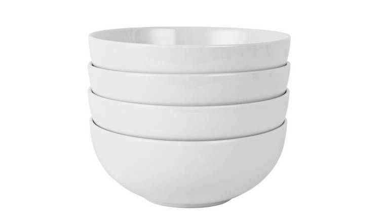 Argos Home Set of 4 Porcelain Cereal Bowls - Super White