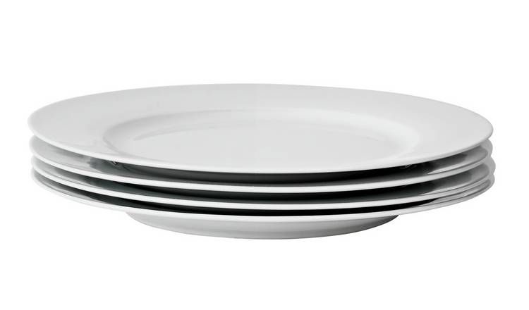 Argos Home Set of 4 Porcelain Dinner Plates - Super White