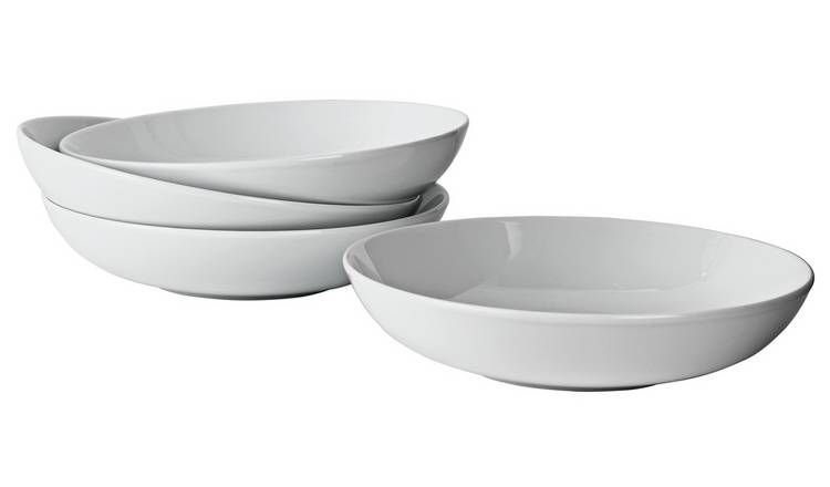 Argos Home Set of 4 Porcelain Pasta Bowls - Super White