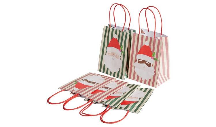 Argos Home Small Santa Stripe Christmas Gift Bags - 6 Pack