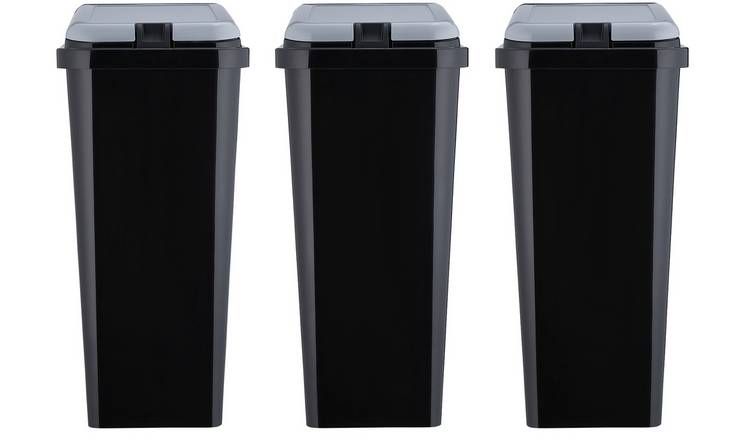 Argos Home Trio of Recycling Bins - Black