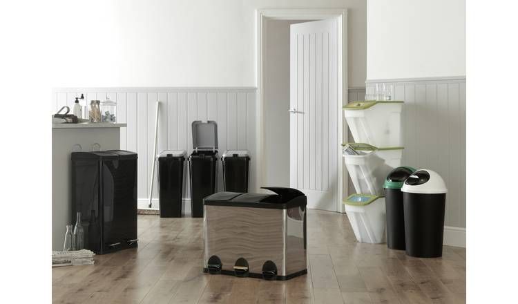 Argos Home Trio of Recycling Bins - Black