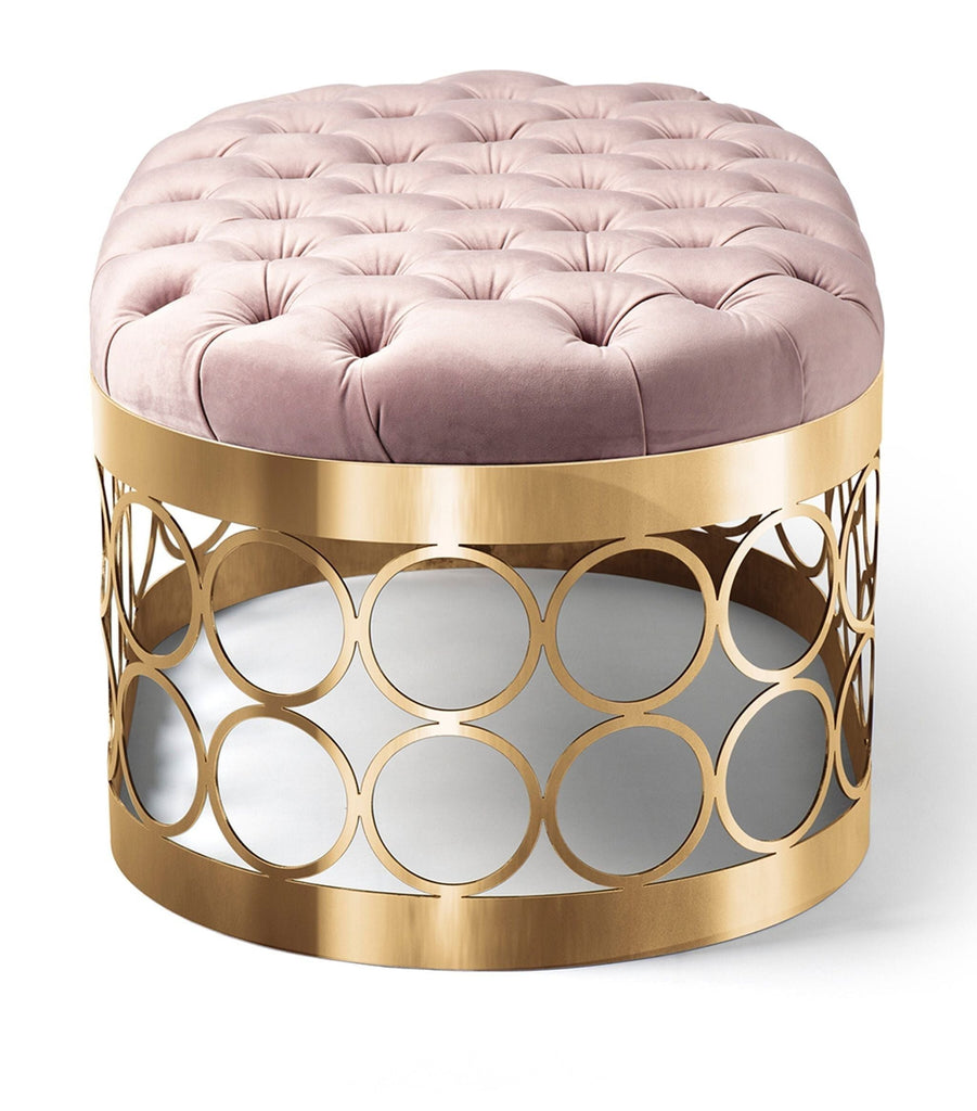 Aristot Velvet Button Ottoman