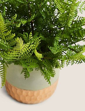 Artificial Fern in Metallic Base Pot