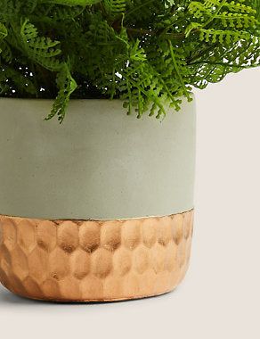 Artificial Fern in Metallic Base Pot