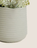 Artificial Large Frosted Fern in Cement Pot - Green, None