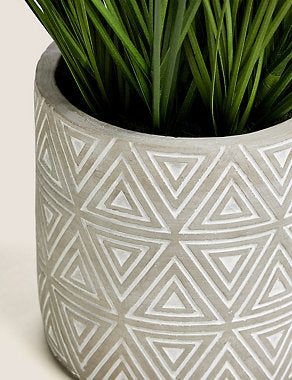 Artificial Medium Grass in Geometric Pot