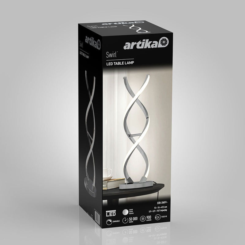 Artika Chrome Swirl LED Table Lamp - McGrocer
