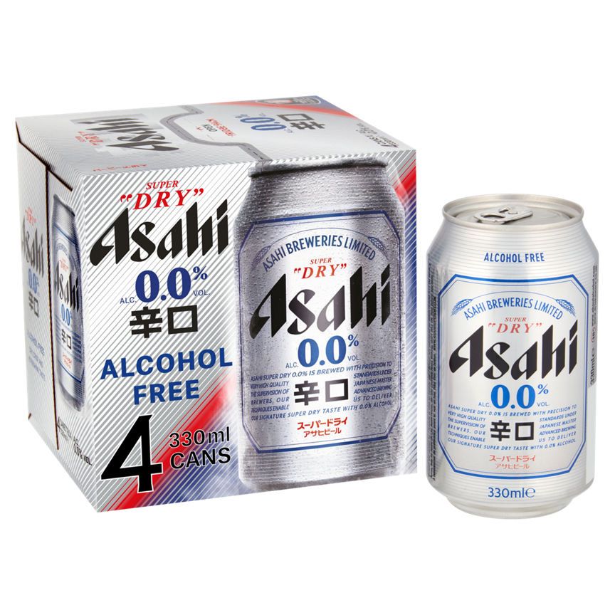 Asahi Super Dry Alcohol Free Beer Lager Cans 4 pack