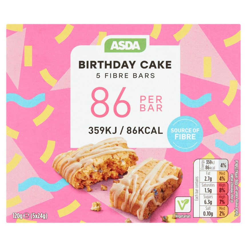 ASDA Birthday Cake 5 Fibre Bars