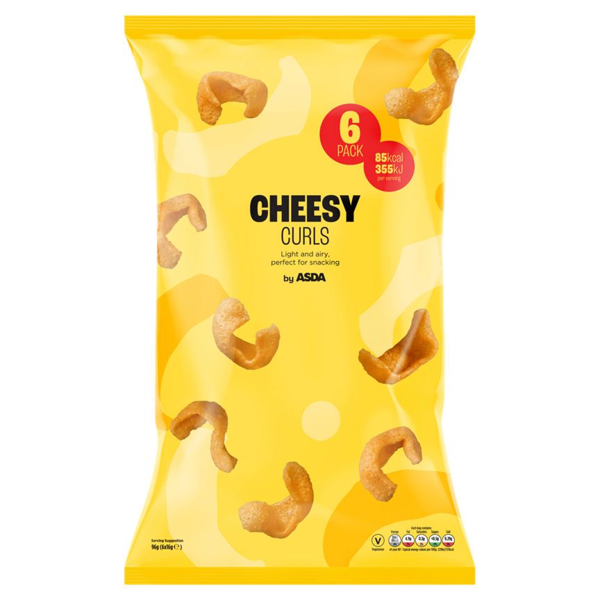 ASDA Cheesy Curls 6 x 16g (96g)