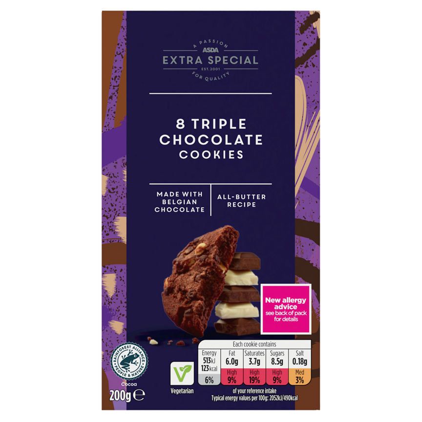 ASDA Extra Special 8 Triple Chocolate Cookies 200g