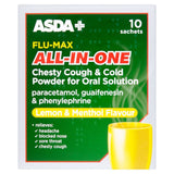 ASDA Flu-Max Chesty Cough & Cold Powder for Oral Solution Lemon & Menthol Flavour 10 Sachets