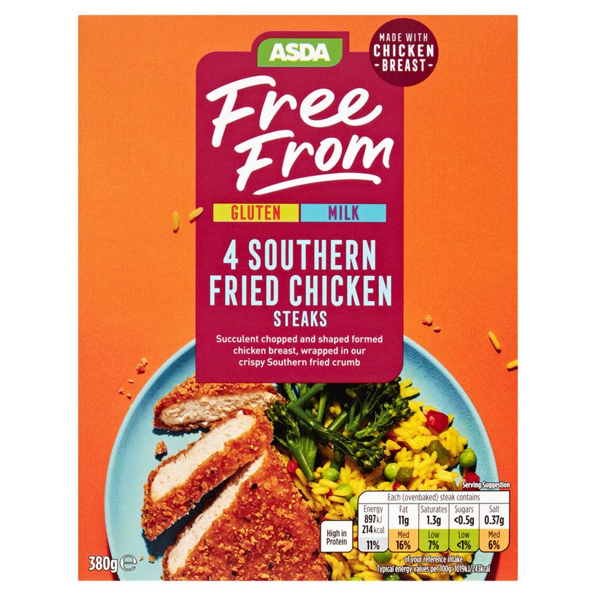 ASDA Free From 4 Southern Fried Chicken Steaks