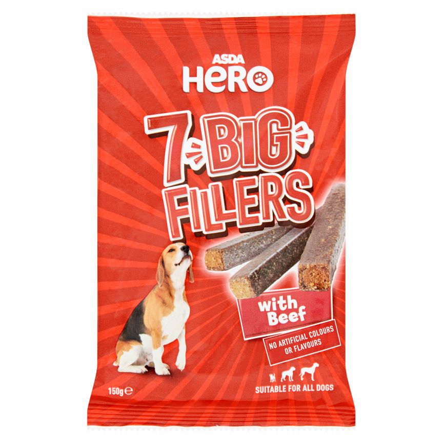 ASDA Hero Big Fillers with Beef Dog Treats 7 Pack