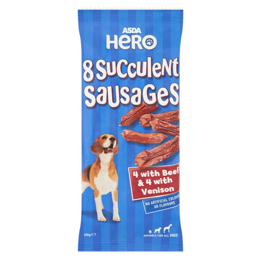 ASDA Hero Succulent Sausages with Beef & Venison Dog Treats 8 Pack