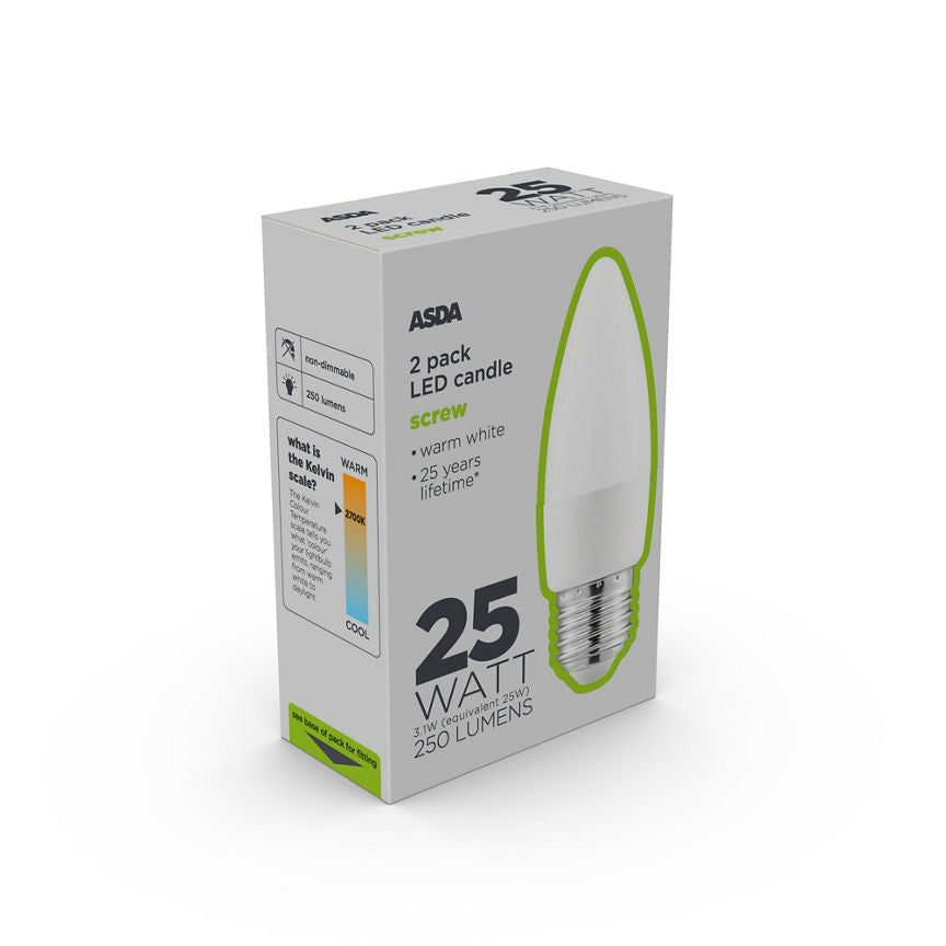 ASDA LED Candle 25W Large Screw Lightbulb