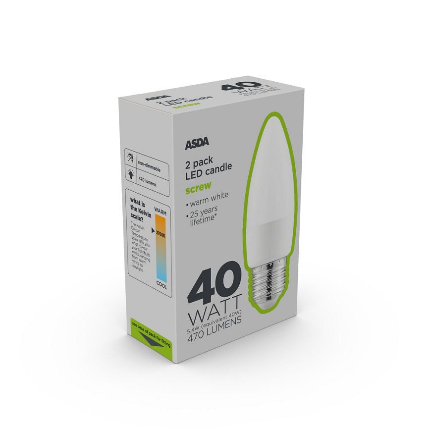 ASDA LED Candle 40W Large Screw Lightbulb